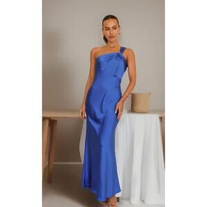 Billy J Womens Sz 8 Cobalt Blue One-shoulder Leah Maxi Dress NEW!